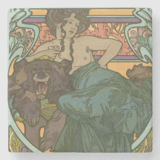Zonder titel door Alphonse Mucha (1902) Stenen Onderzetter (Voorkant)