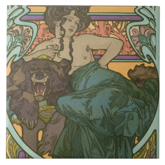 Zonder titel door Alphonse Mucha (1902) Tegeltje (Voorkant)