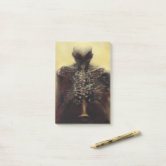 Zonder Titel (The Flutist) van Zdzislaw Beksinski Post-it® Notes (Op bureau)