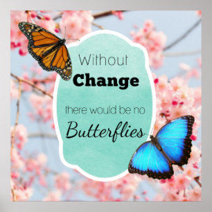Zonder verandering Geen Butterflies Cherry Blossom Poster