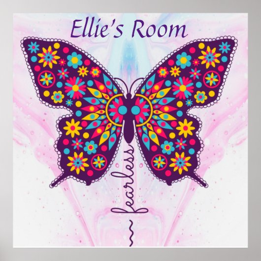 Zonder verdikkingen! Funky boho hippy butterfly Ed Poster (Voorkant)
