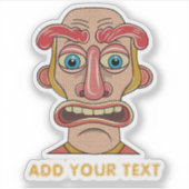 zonderlinge beige cartoon expressief gezicht sticker (Voorkant)