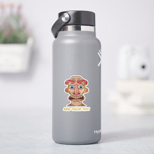 zonderlinge beige cartoon expressief gezicht sticker (HydroFlask)