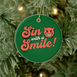 Zondig met een glimlach keramisch ornament