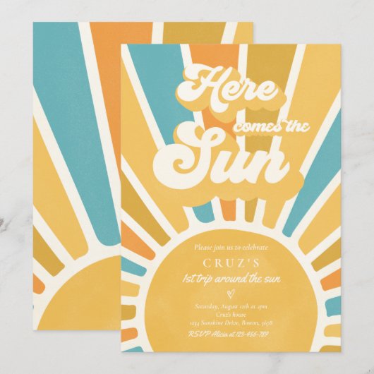 Zondshine Birthday Boho 1st reis rond de zon Kaart (Voorkant / Achterkant)