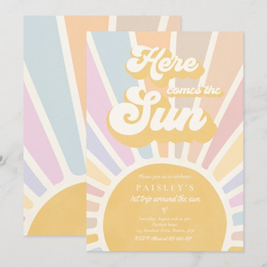 Zondshine Birthday Boho 1st reis rond de zon Kaart (Voorkant / Achterkant)