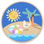 Zondshine op de Beach Palm Trees Seagull Sticker (Voorkant)