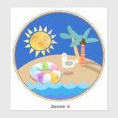 Zondshine op de Beach Palm Trees Seagull Sticker (Vel)