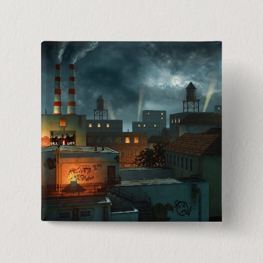 Zone Industrielle - Night Vierkante Button 5,1 Cm (Voorkant)