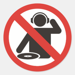 Zone zonder dj ronde sticker