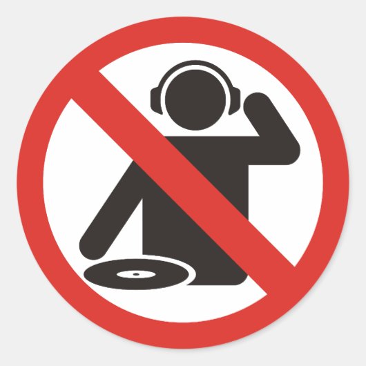Zone zonder dj ronde sticker (Voorkant)
