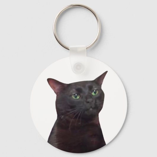 Zoned Out Cat Meme Dubbelzijdige Sleutelhanger (Voorkant)