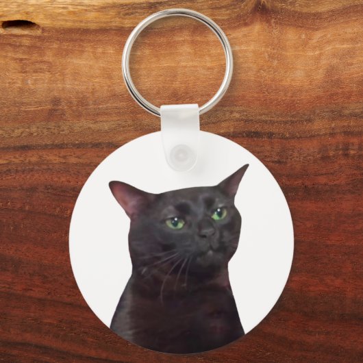 Zoned Out Cat Meme Dubbelzijdige Sleutelhanger (Achterkant)