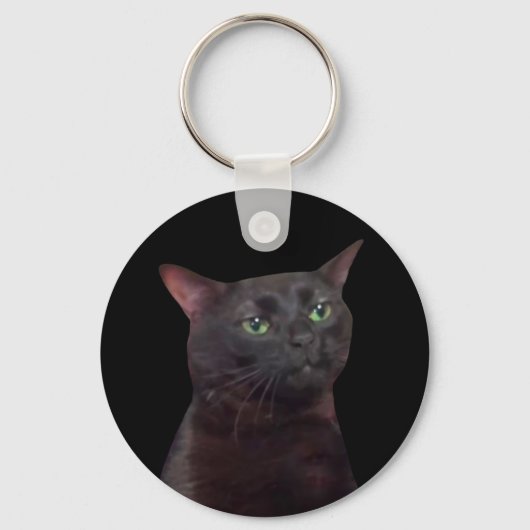 Zoned Out Cat Meme Dubbelzijdige Sleutelhanger (Voorkant)