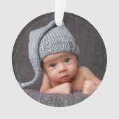 Zonen Eerste Kerstmis Foto Blauw en Zilveren Naam Ornament (voorkant)