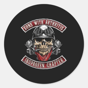 Zonen met Tritis Ibuprofen Chapter Biker Skull Ronde Sticker