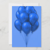 Zonen Verjaardagsfeestje Blauwe Ballonnen Uitnodig Kaart (Achterkant)