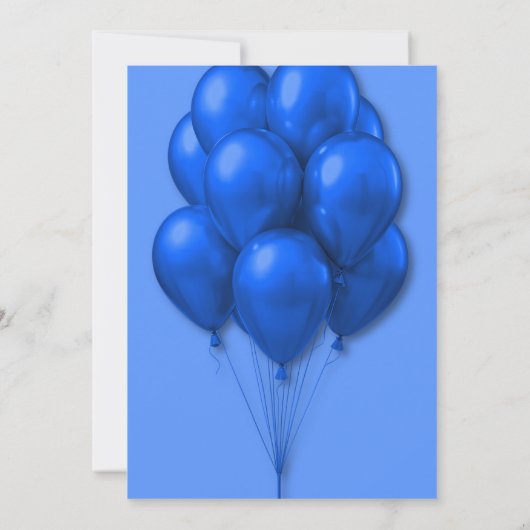 Zonen Verjaardagsfeestje Blauwe Ballonnen Uitnodig Kaart (Achterkant)