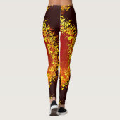 Zonexplosie geel sinaasappel bruin abstract patroo leggings (Achterkant)