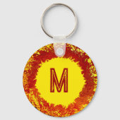 Zonexplosie geel sinaasappel foto en monogram sleutelhanger (Voorkant)