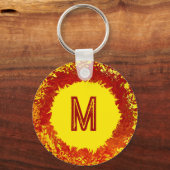 Zonexplosie geel sinaasappel foto en monogram sleutelhanger (Voorkant)