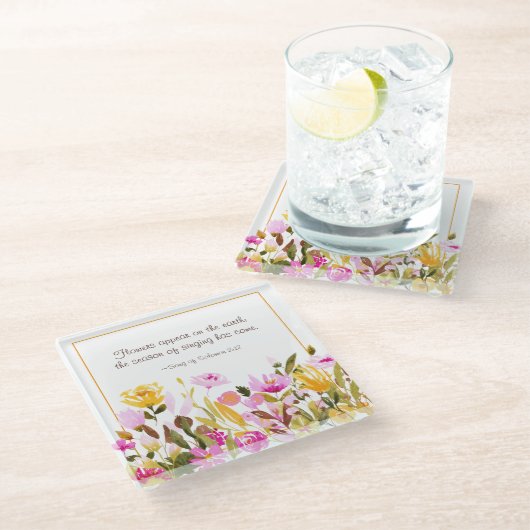 Zong Solomon 2:12 Bloemen verschijnen op aarde Glazen Onderzetter (Schuin)