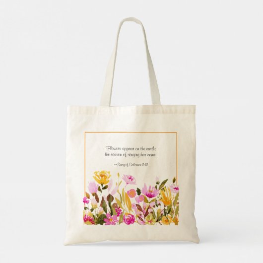 Zong Solomon 2:12 Bloemen verschijnen op aarde Tote Bag (Achterkant)