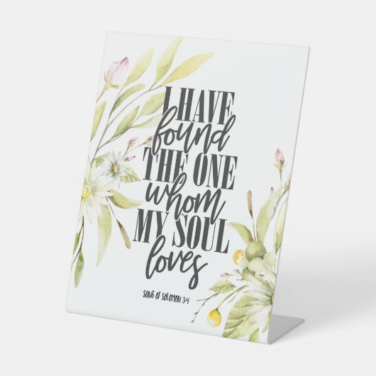 Zong Solomon 3:4 Bijbelbloemen bruiloft Reclamebord Met Voetstuk (Voorkant)
