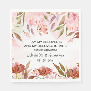Zong Solomon 6:3 Ik ben mijn Beloved's roze Floral Servet