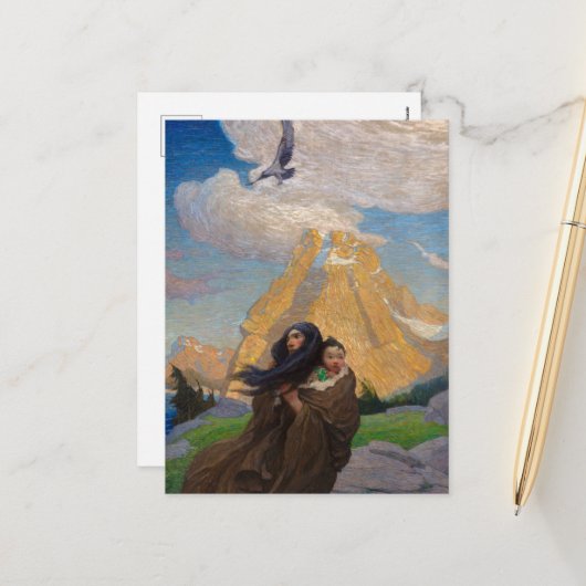 Zong van de Eagle die bij het Storm past Feestdagenkaart (Voorkant / Achterkant in situ)