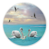 Zong van de witte zwaan, keramische knop (Voorkant)