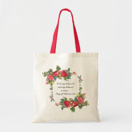 Zong van Solomon 6:3 Ik ben de rode rozen van mijn Tote Bag