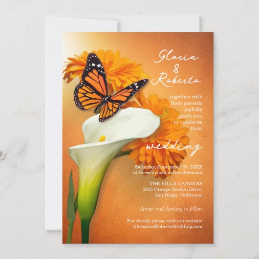 Zongebaad goudsbloemen & vlinder Mexicaanse bruilo Kaart (Voorkant)