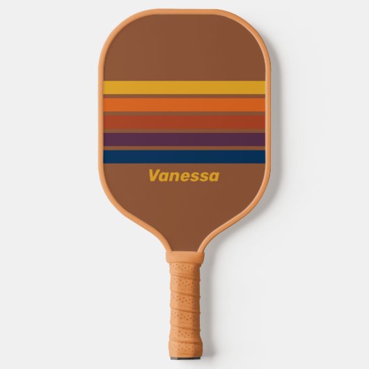 Zongebakken Klei Over Strepen met Naam Pickleball Paddle (Voorkant)