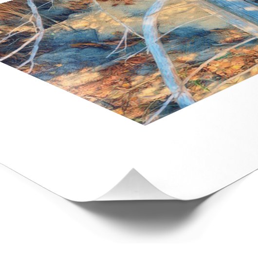 Zongebleekte rustieke kustlijn borstel foto afdruk (Hoek)