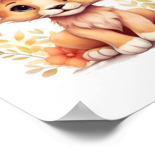 Zongekust Leeuwenwelpje Kwekerij Kinder Poster (Hoek)