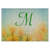 Zongekuste Tulpen Monogram Glas Snijplank (Voorkant)