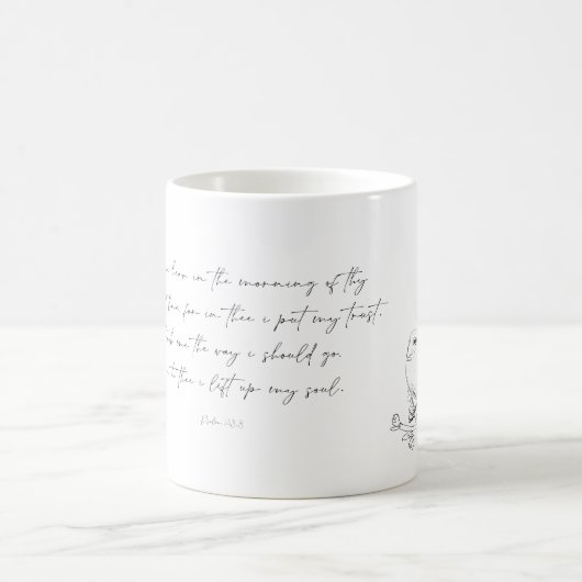Zongvogel, Bijbelvers, psalm 143:8, Mok koffie (Center)