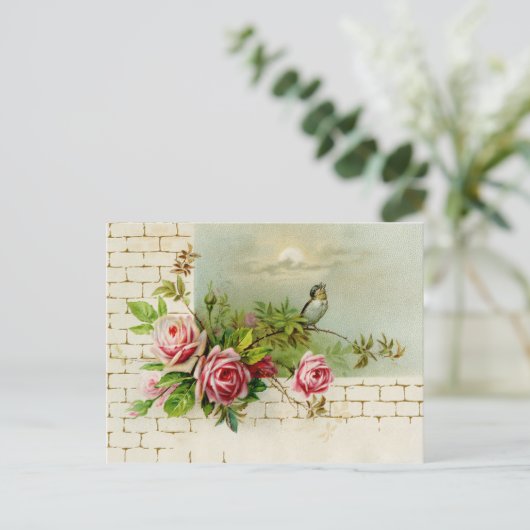 Zongvogel en Rozen Briefkaart (Staand voorkant)