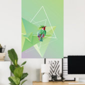 Zongvogel in Abstract groen Poster (Thuiskantoor)