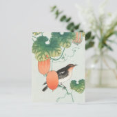 Zongvogel in Cucumber Plant Schilderen door Ohara  Briefkaart (Staand voorkant)
