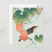 Zongvogel in Cucumber Plant Schilderen door Ohara  Briefkaart (Voorkant / Achterkant)