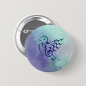 Zongvogel in een lichtkleurige knop ronde button 5,7 cm (Voorkant /achterkant)