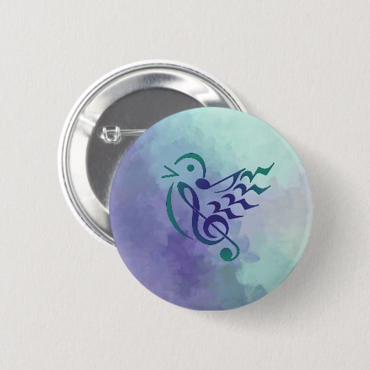 Zongvogel in een lichtkleurige knop ronde button 5,7 cm (Voorkant /achterkant)