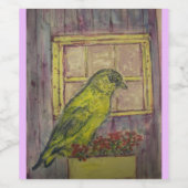 Zongvogel in vensterdoos wijn etiket (Enkel label)