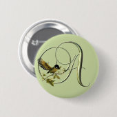 Zongvogel Initialen A Ronde Button 5,7 Cm (Voorkant /achterkant)