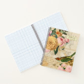  zongvogel met gouden en blote rozen notitieboek (Binnen)