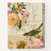  zongvogel met gouden en blote rozen notitieboek (Achterkant)