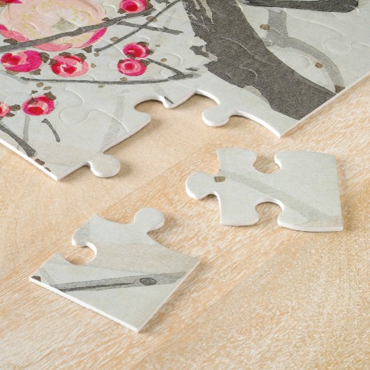 zongvogel op de Cherry Branch in Bloom Art Legpuzzel (Zijkant)