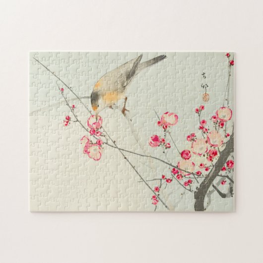 zongvogel op de Cherry Branch in Bloom Art Legpuzzel (Horizontaal)